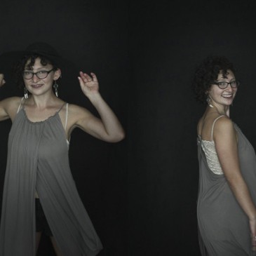 Montage of a series of natural light portraits where a young woman is dancing